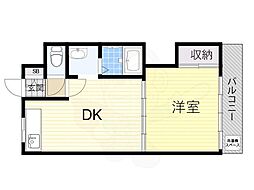 南海高野線 我孫子前駅 徒歩6分の賃貸マンション 4階1DKの間取り