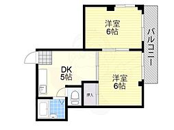 千躰ハザマコーポ 2DKの間取図画像