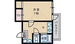 コスモメイト山之内 4階1Kの間取り