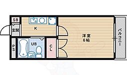 NORTH2 2階1Kの間取り