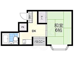 メモリアルタウンD棟 1Kの間取図画像