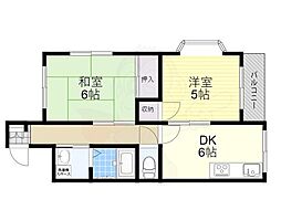 リバーサイド春日 2DKの間取図画像