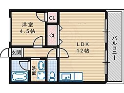 沢アベリア 1LDKの間取図画像