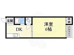 パークシティ東住吉E棟 1DKの間取図画像