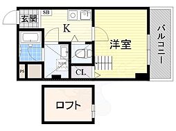 ブリリアント・コア 1Kの間取図画像