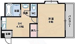 第二大朋マンション 1DKの間取図画像