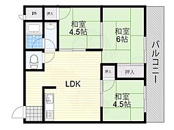 マンション南住吉 3LDKの間取図画像