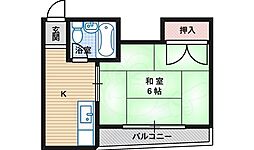 グリーンコーポ山坂 1Kの間取図画像