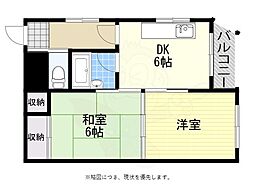 湯里ハイツA棟 2DKの間取図画像