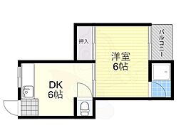 長居グランドハイツ 3階1DKの間取り