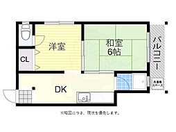 宮端ビル 3階2DKの間取り