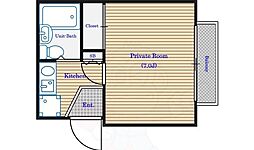 札場ビル 2階1Kの間取り
