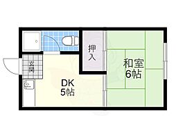 コーポ青木 1DKの間取図画像