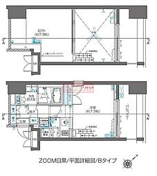 ZOOM目黒 4階ワンルームの間取り