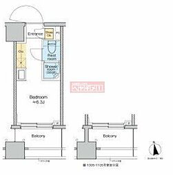 TOMORE品川中延 10階ワンルームの間取り