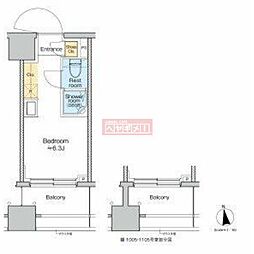 TOMORE品川中延 11階ワンルームの間取り