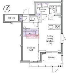 東京メトロ南北線 白金台駅 徒歩6分の賃貸マンション 1階1LDKの間取り