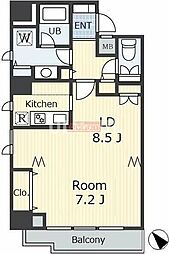 白金アネックス 9階1LDKの間取り