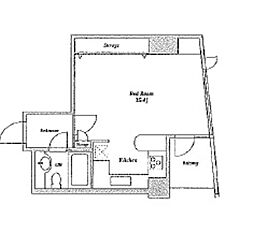 プライムスクエアシティ 4階ワンルームの間取り
