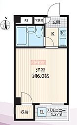 サンコート上目黒 4階ワンルームの間取り