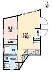 パークフロント小山台 2階1LDKの間取り