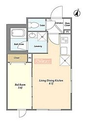 La Douceur戸越銀座 3階1LDKの間取り