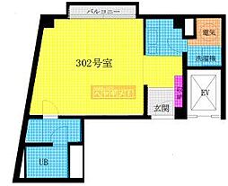 バアクレイ南麻布 3階ワンルームの間取り