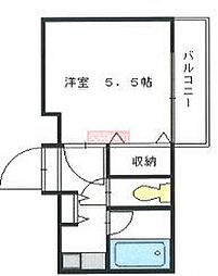 エルモ麻布 2階1Kの間取り