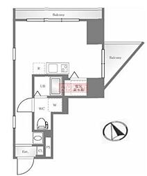 ライオンズマンション西五反田第2 4階ワンルームの間取り