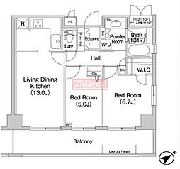 JR山手線 田町駅 徒歩11分の賃貸マンション 3階2LDKの間取り