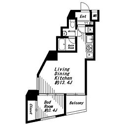 ビバリーホームズ麻布十番 8階1LDKの間取り