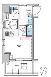 ブラウ戸越銀座スカイ 2階ワンルームの間取り