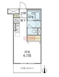 メゾンベール南麻布 2階ワンルームの間取り