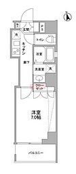 セルビシエ白金 4階1Kの間取り