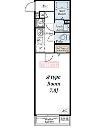リバーサイド・住川 1Kの間取図画像