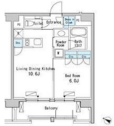 ベルファース目黒 1LDKの間取図画像