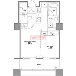 パークコート麻布十番ザ・タワー 1LDKの間取図画像