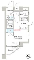 リペリアン中目黒 1Kの間取図画像