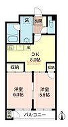 ロゼ下目黒 2DKの間取図画像