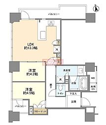 ライオンズタワー目黒川 2LDKの間取図画像