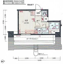 シンシア麻布十番 1Kの間取図画像