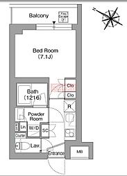 ORSUS戸越銀座 ワンルームの間取図画像