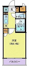 アヴァンツァーレ高輪 1Kの間取図画像