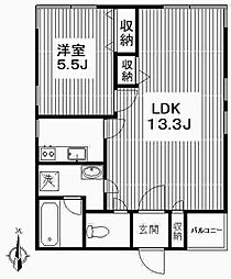 麻布ハウス 1LDKの間取図画像