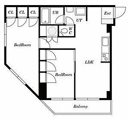 グランディール麻布十番 2LDKの間取図画像