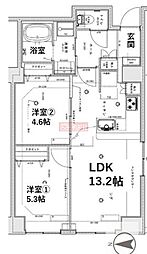 シティコート目黒4号棟 2LDKの間取図画像