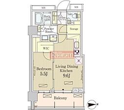 パークアクシス池田山 1LDKの間取図画像