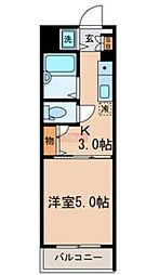 コピエ五反田 1Kの間取図画像