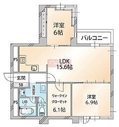 常盤松ロイアルハイツ 2LDKの間取図画像