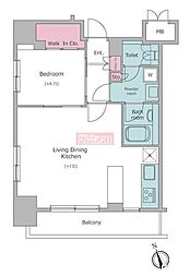 レジディア広尾2 1LDKの間取図画像